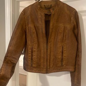 Tan leather jacket size (L) joujou brand $15